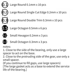 Different Graphics Gearbox Flat Washers Set